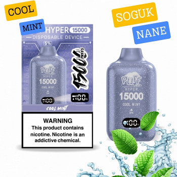 Pufftech Hyper 15000 Puff Bar %5 Nikotin Cool Mint Pufftech Hyper 15000 Puff Bar %5 Nikotin Cool Mint