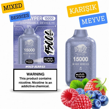 Pufftech Hyper 15000 Puff Bar %5 Nikotin Mixed Berries Pufftech Hyper 15000 Puff Bar %5 Nikotin Mixed Berries