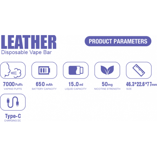 Saltica Leather 7000 Puff Bar 50mg Nikotin Grape İce